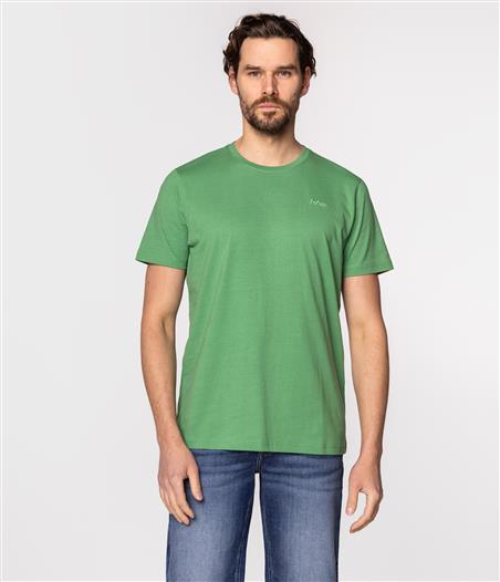 T-shirt z małym haftowanym logo  OBUTCH 0875 MEDIUM GREEN
