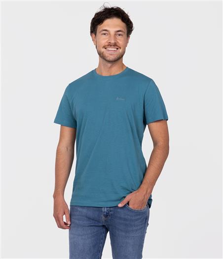 T-shirt z małym haftowanym logo OBUTCH 0875 STORM BLUE