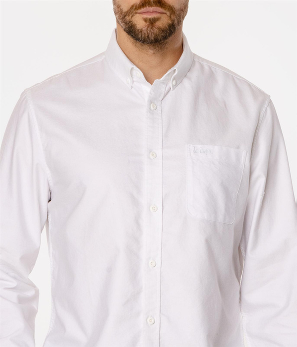 Bawełniana koszula męska regular z długim rękawem LARS OXFORD WHITE