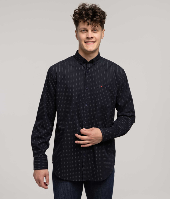 Koszula męska comfort z długim rękawem NEW TENBY 50ZM BLACK