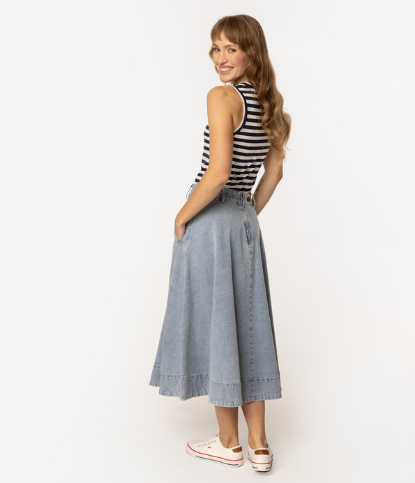 Denimowa rozkloszowana spódnica NEMA 3084 LIGHT WASH