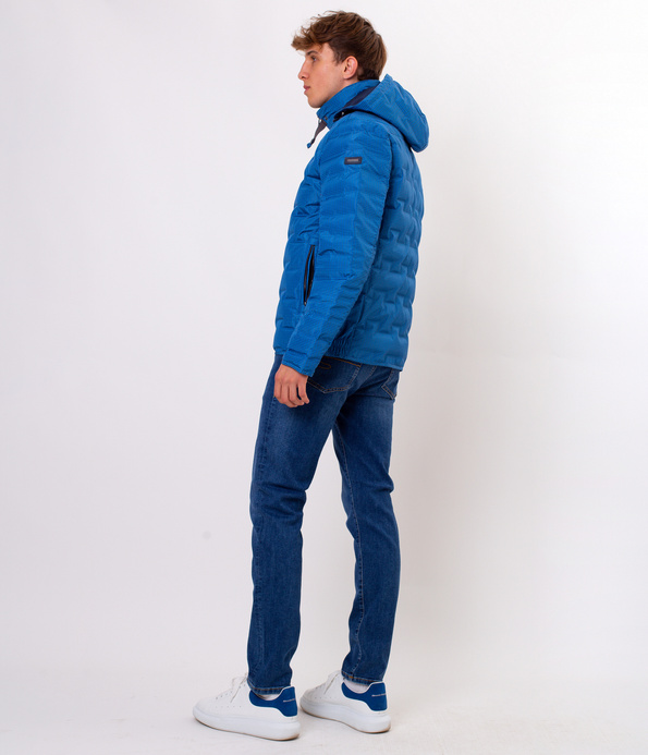 Kurtka puchowa z odpinanym kapturem FREDERIC 3276 BLUE CHECK