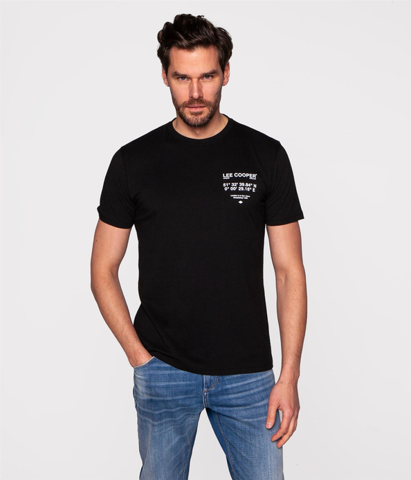 T-shirt slim z napisami COORDINATE 2020 BLACK