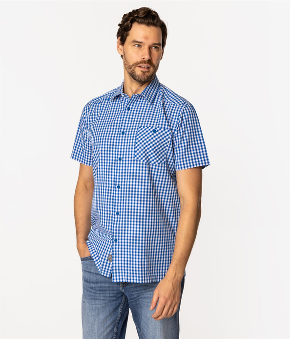 Koszula męska regular z krótkim rękawem REVIO2 KL20 BLUE YONDER