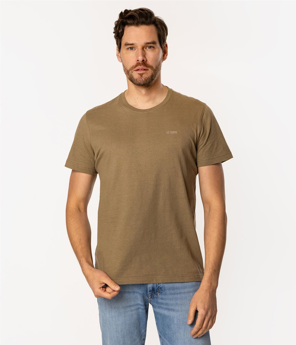 T-shirt męski z lnem OSLO 8515 COVERT GREEN