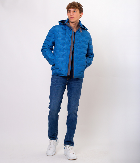 Kurtka puchowa z odpinanym kapturem FREDERIC 3276 BLUE CHECK