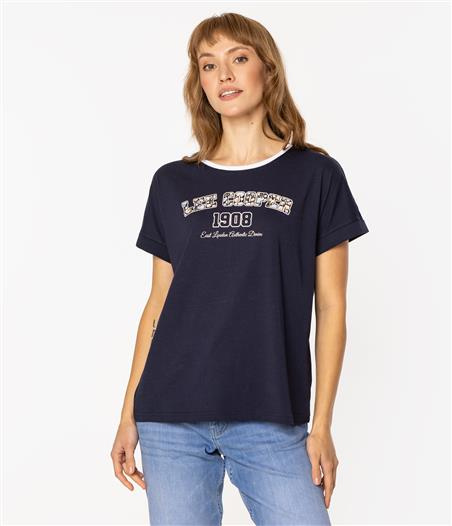 T-shirt damski z nadrukiem SCRIPT FLOWERS 1145 NAVY BLAZER