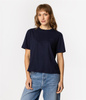 T-shirt damski z lnem CROPPED 8515 NAVY BLAZER