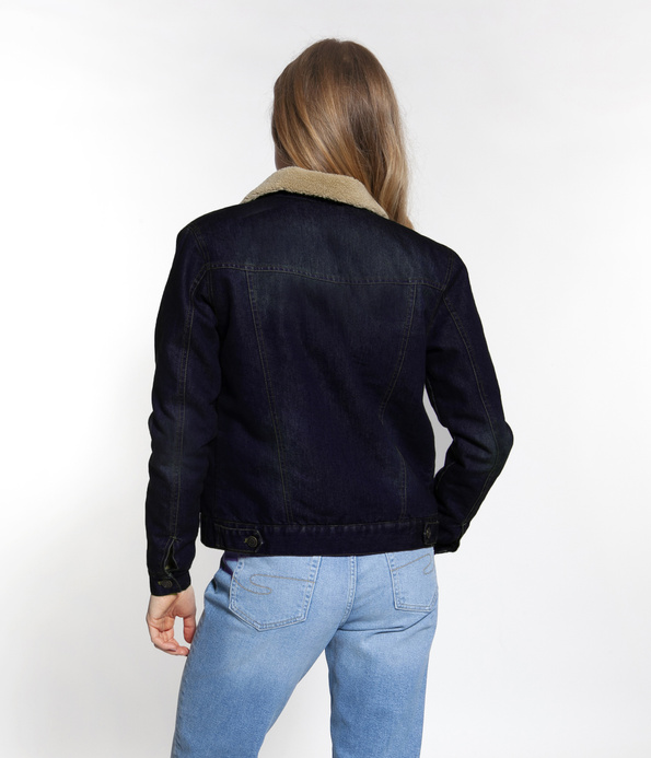 Jeansowa kurtka z futrzastym kołnierzem SHERPA 2257 STONE