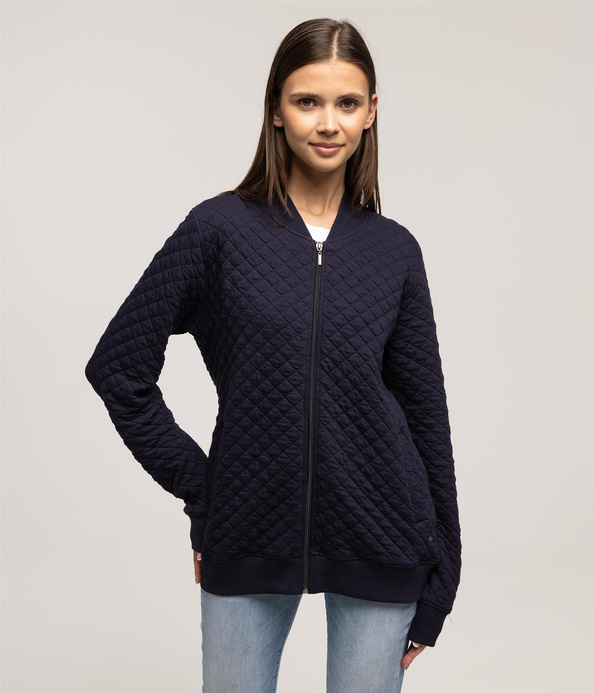 Pikowana bluza rozpinana ze stójką RENA 9881 NAVY BLAZER