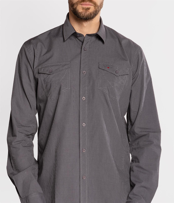Koszula slim w drobną kratkę MALT KZ40 GREY