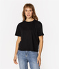T-shirt damski z lnem CROPPED 8515 BLACK