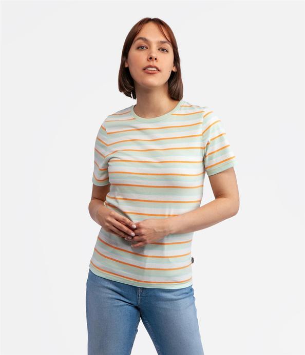 Dopasowany t-shirt w paski TELMA ORGANIC MUSKMELON