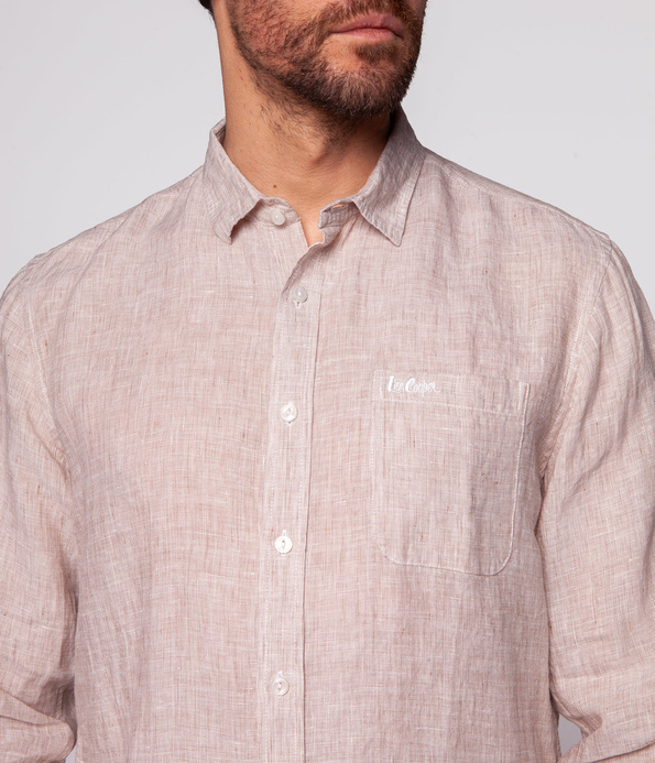 Lniana koszula męska regular RONN 3730 WARM SAND