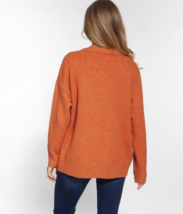 Krótki kardigan damski oversize MAI 1219 APRICOT ORANGE
