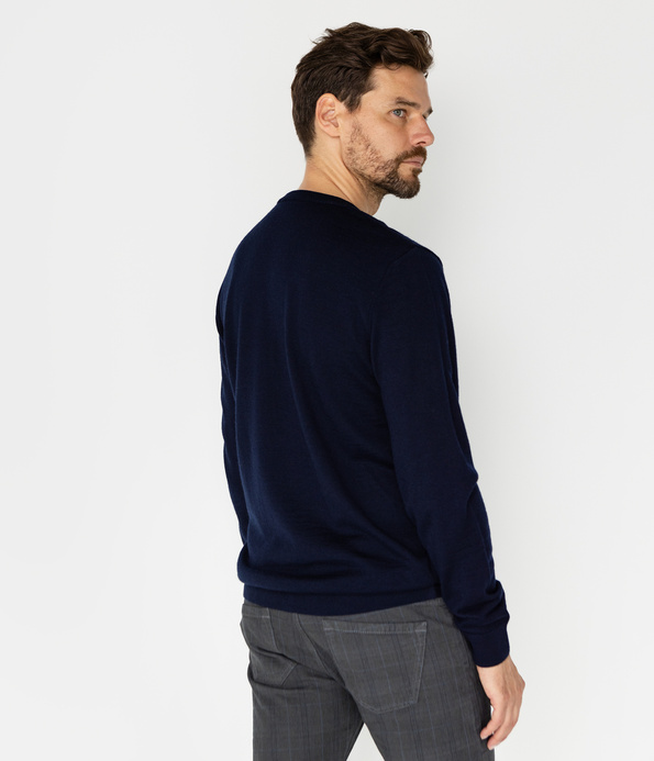 Sweter męski regular z wełną merino LOKI MERA NAVY