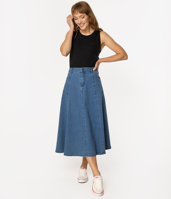 Denimowa rozkloszowana spódnica MURCIA 0811 STONE