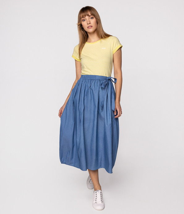 Swobodna spódnica z wiązaniem w pasie NERA 0812 LIGHT STONE