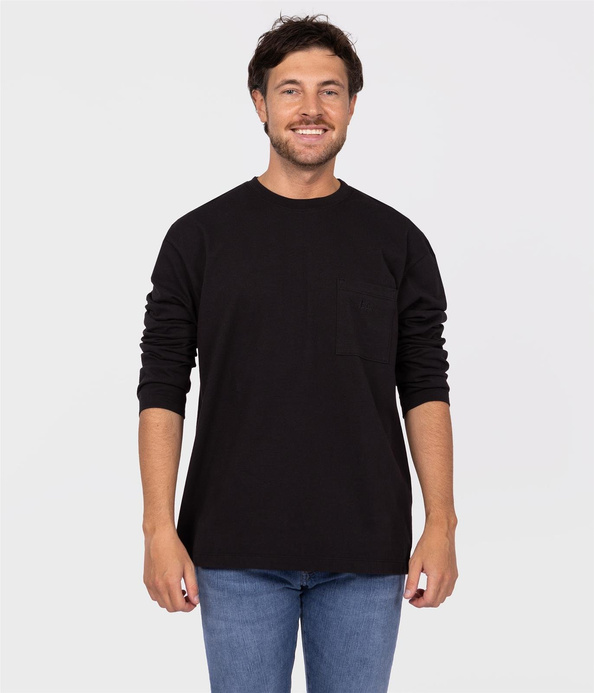T-shirt z długim rękawem i kieszenią MARLO 6185 BLACK