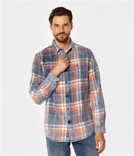 Koszula regular w kratę WILL 9339 ORANGE INDIGO