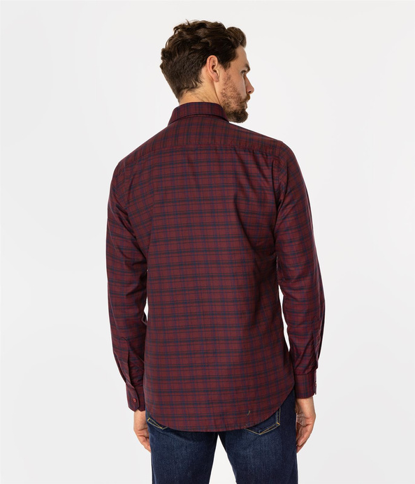 Koszula meska slim w kratę WINDSOR 18KZ DARK RED