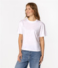 T-shirt damski z lnem CROPPED 8515 WHITE
