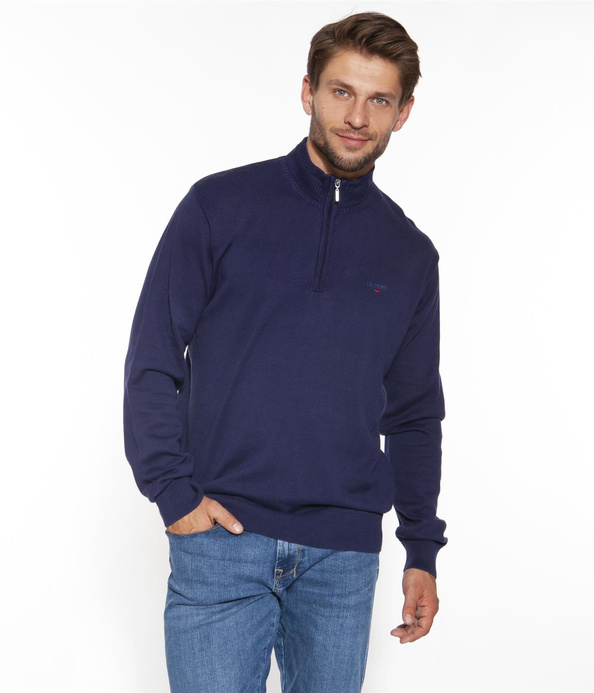 Golf męski z zapięciem pod szyją CHEN 3931 BLUE