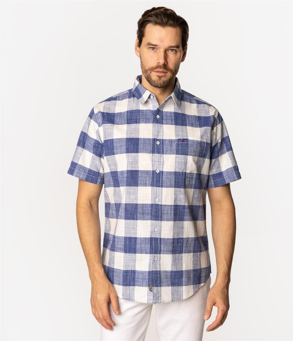 Koszula męska regular z krótkim rękawem WILL2 1108 BLUE