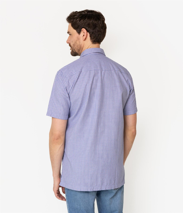 Koszula męska regular z krótkim rękawem REVIO2 KL14 SKIPPER BLUE