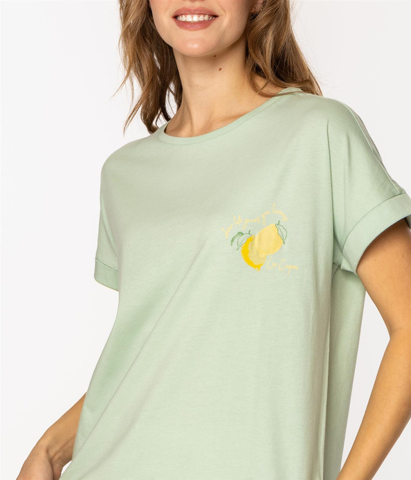 T-shirt damski z nadrukiem LEMON FRUIT 1145 CAMEO GREEN