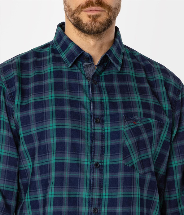 Koszula męska regular w kratę SCOTT 5737 GREEN INDIGO