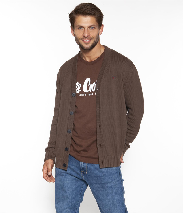 Krótki kardigan męski z bawełny organicznej SEGAN ORGANIC CHESTNUT