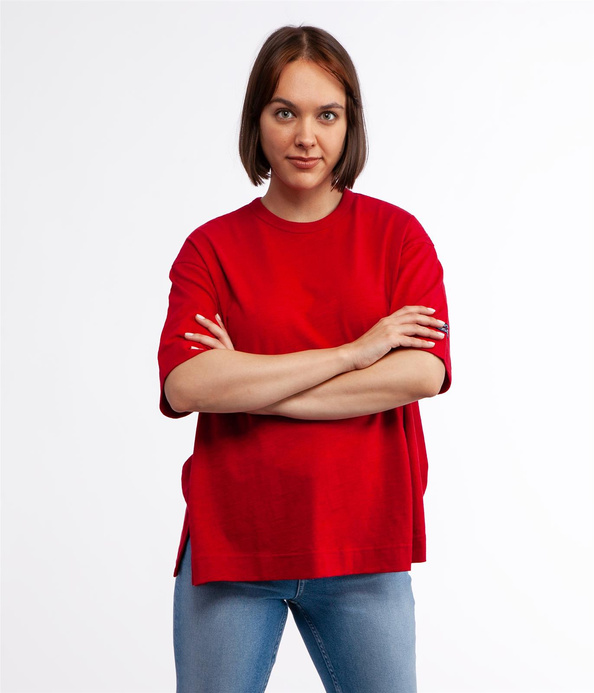 T-shirt oversize z lnem OMENA 8515 RED