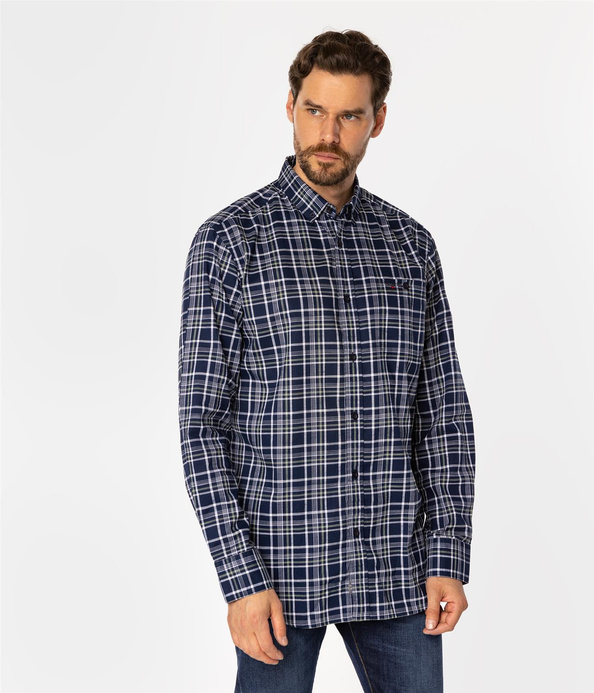 Koszula męska comfort w kratę NEW TENBY 16KZ NAVY