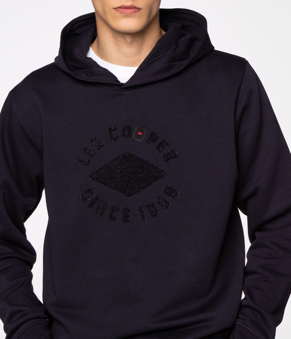 Ciemnogranatowa bluza męska z kapturem i aplikacją z logo EDMOND 4250 NAVY