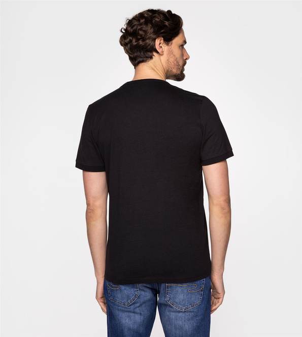 T-shirt z rozpinanym dekoltem HENLEY 4587 BLACK