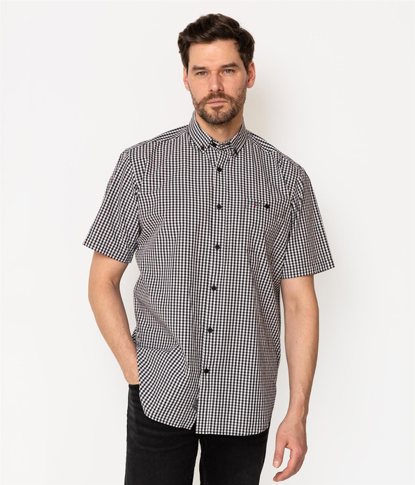 Koszula męska comfort z krótkim rękawem NEW TENBY2 KL24 BLACK