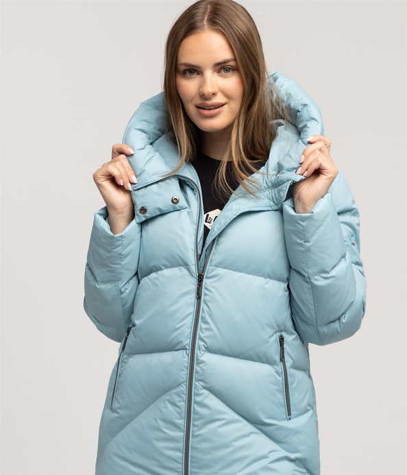 Puchowa kurtka do kolan LENA 7030 MILKY BLUE