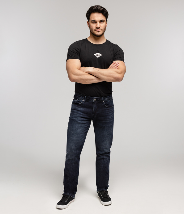 Jeansy męskie comfort slim DENZEL 2701 BLUE BLACK USED