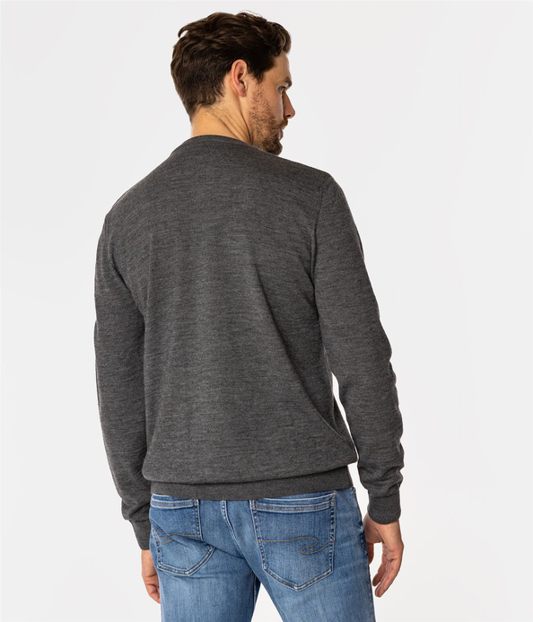 Sweter męski regular z wełną merino LOKI MERA GREY MELANGE
