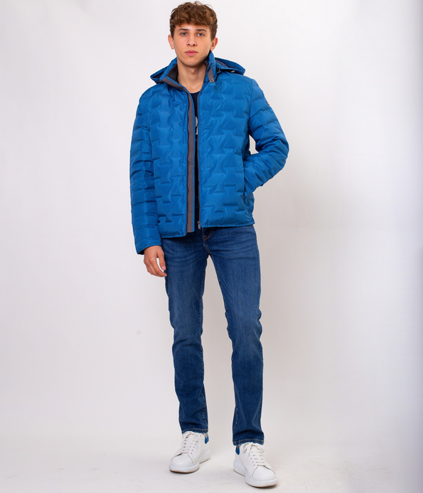 Kurtka puchowa z odpinanym kapturem FREDERIC 3276 BLUE CHECK