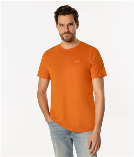 T-shirt z małym haftowanym logo OBUTCH 0875 MARMALADE