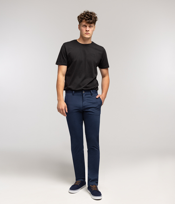 Niedenimowe spodnie męskie chino comfort TEMS 4027 NAVY BLAZER