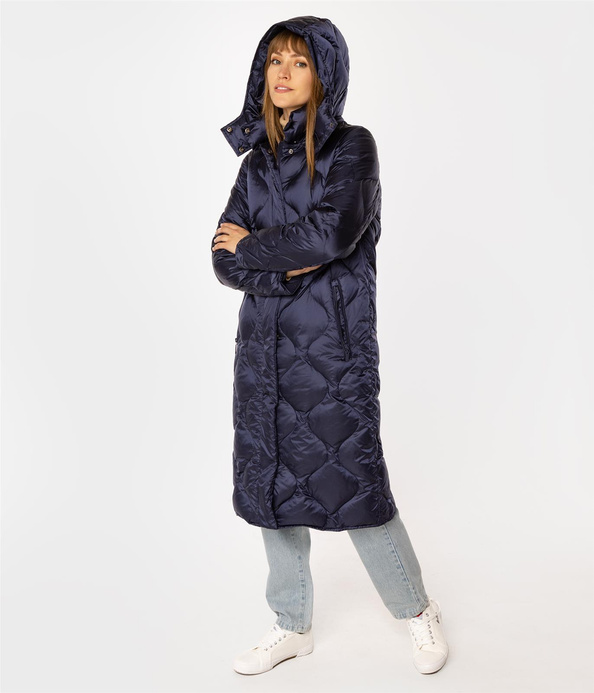 Puchowa kurtka damska z odpinanym kapturem MIRANDA 4617 DRESS BLUE