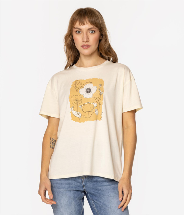 T-shirt damski z nadrukiem FLOWERS7 1145 SOLITARY STAR
