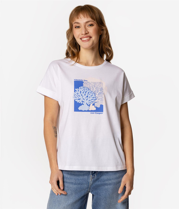 T-shirt damski z nadrukiem TREES 1160 WHITE