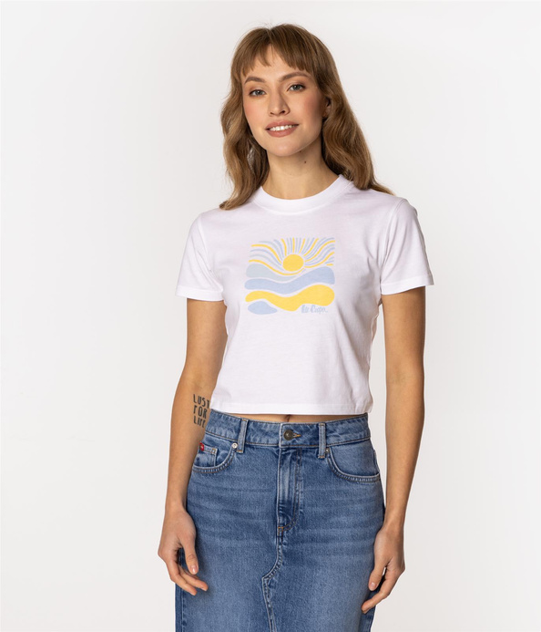 T-shirt damski z nadrukiem SUN 1160 WHITE BLUE