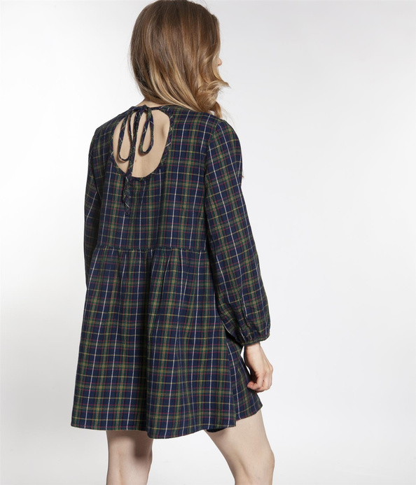 Sukienka w kratkę LAUREN 6100 NAVY