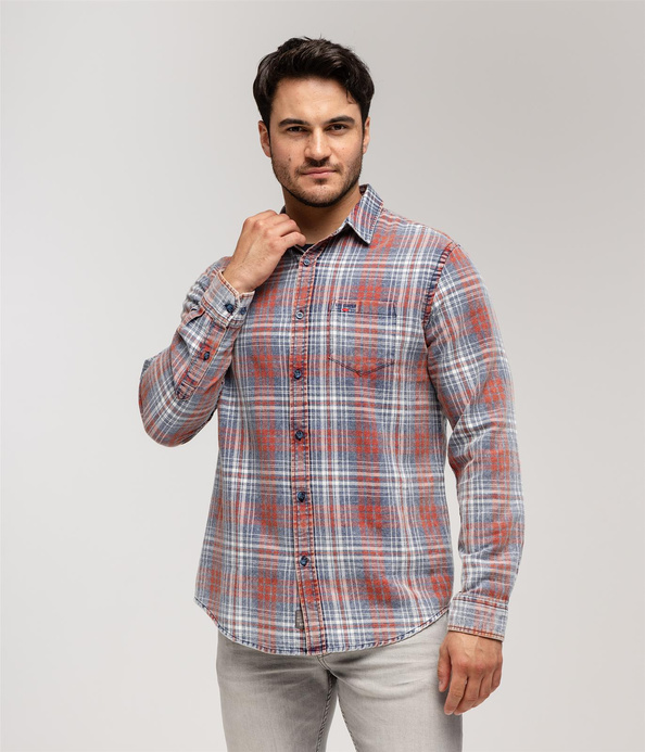 Koszula męska regular z długim rękawem WILL 2107 RED INDIGO