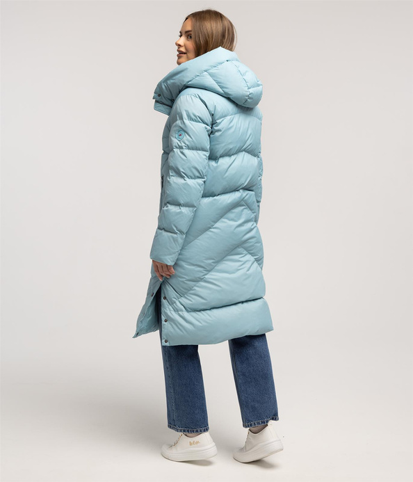 Puchowa kurtka do kolan LENA 7030 MILKY BLUE